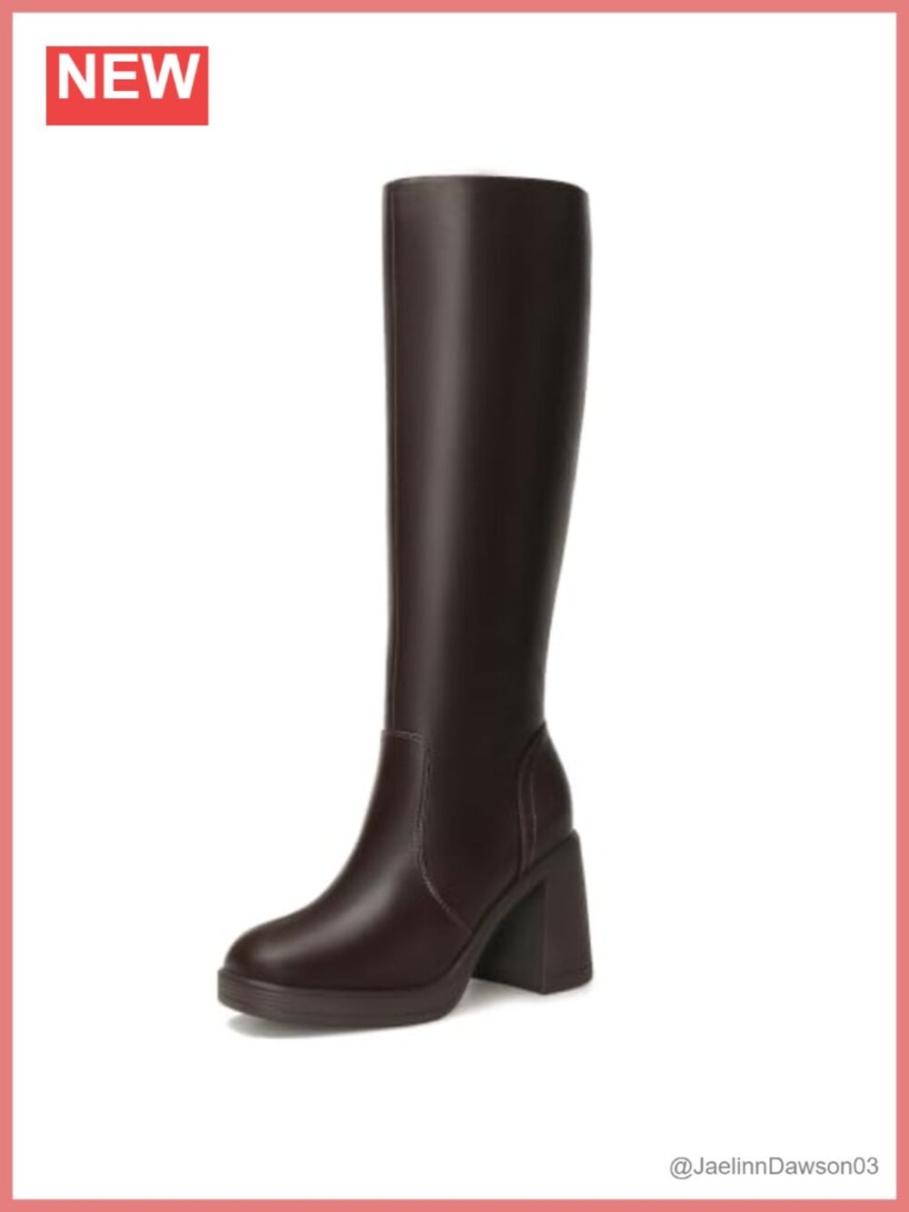 Knee High Platform Boots for Women Square Toe Chunky Heel Side Zip Stretch Calf